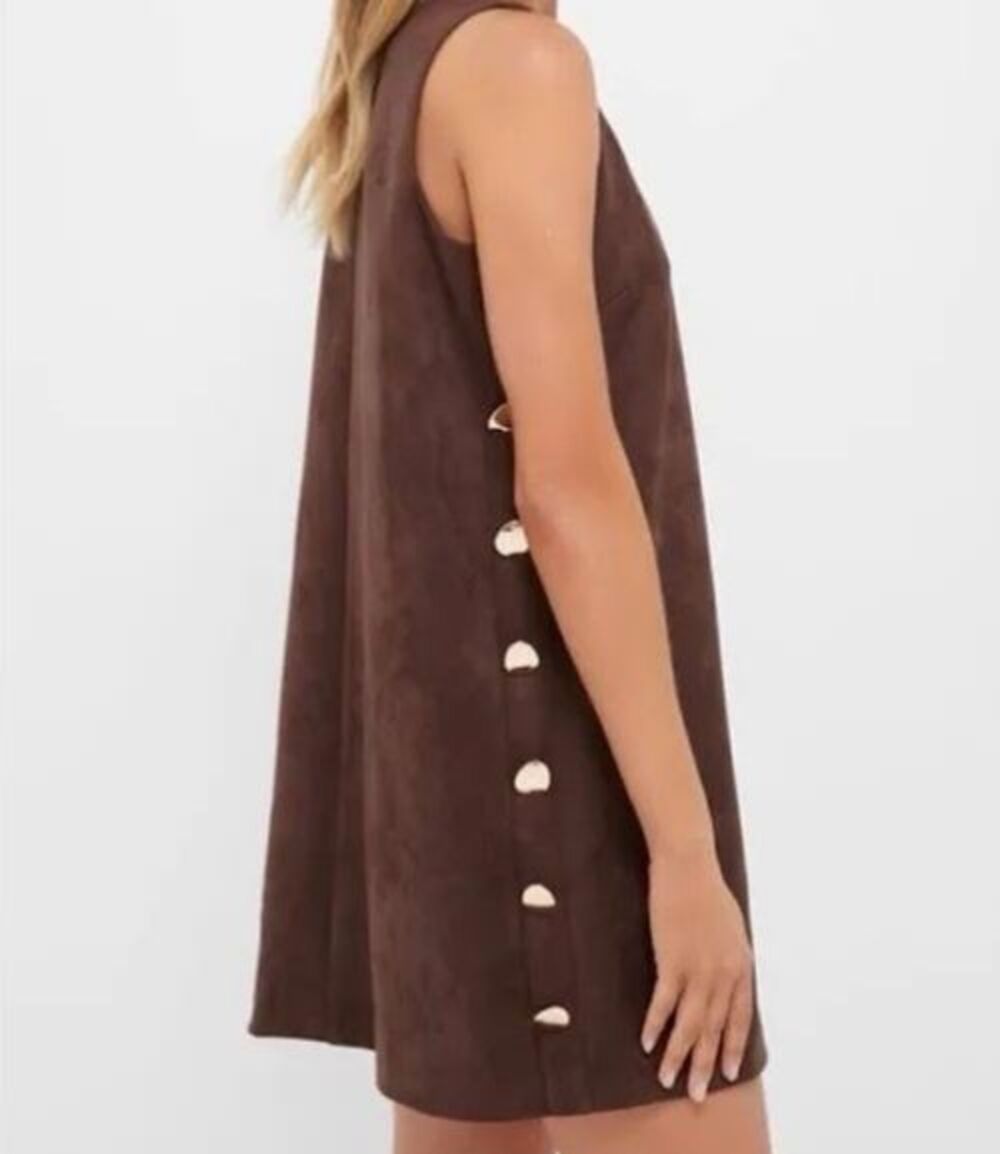 Tuckernuck Hyacinth House Chocolate Faux Suede Button Bitsy Dress XL